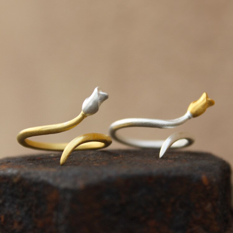 Victoria's Vogue Popular New Arrival Fashion Small Fresh And Simple Roses 925 Sterling Silver Jewelry Flower Opening Rings