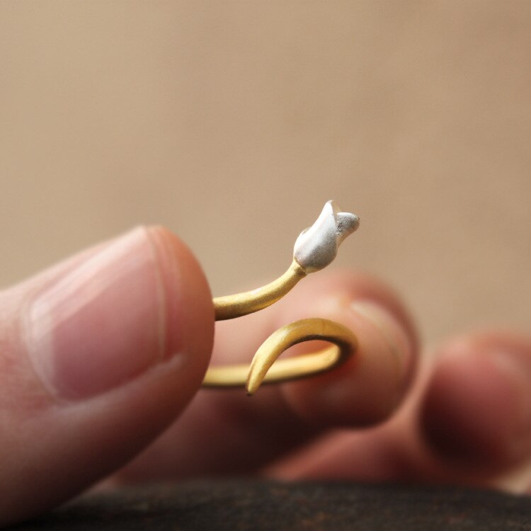 Victoria's Vogue Popular New Arrival Fashion Small Fresh And Simple Roses 925 Sterling Silver Jewelry Flower Opening Rings