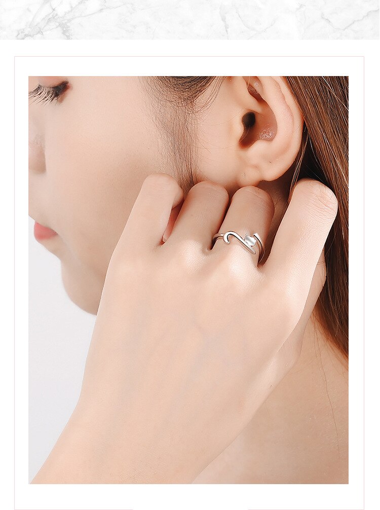 Victoria's Vogue New Fashion Cute Animal 925 Sterling Silver Jewelry Simple Sweet Cat Women Opening Rings