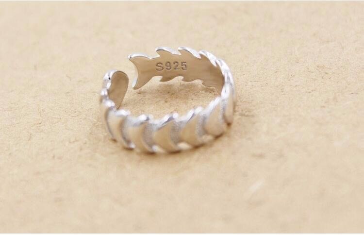 Victoria's Vogue Creative Personality Fish Bone Smooth Not Allergic 925 Sterling Silver Jewelry Simple Fashion Opening Rings Victoria's Vogue Creative Personality Fish Bone Smooth Not Allergic 925 Sterling Silver Jewelry Simple Fashion Opening Rings