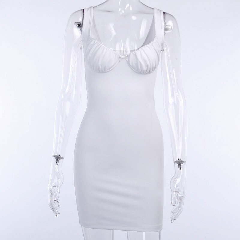 victoria’s vogue White Short Dresses Women Skinny V-Neck Sleeveless ...