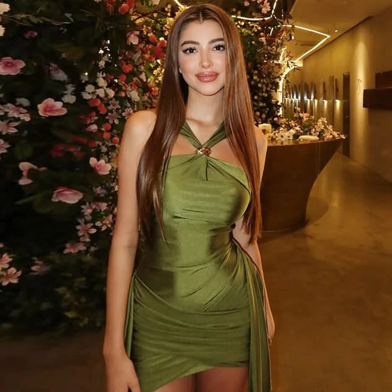 Victoria's Vogue Halter Off-shoulder Ruched Sexy Mini Dress Women Fashion Strapless Sleeveless Draped Club Party Dresses Female 2025 Victoria's Vogue Halter Off-shoulder Ruched Sexy Mini Dress Women Fashion Strapless Sleeveless Draped Club Party Dresses Female 2025