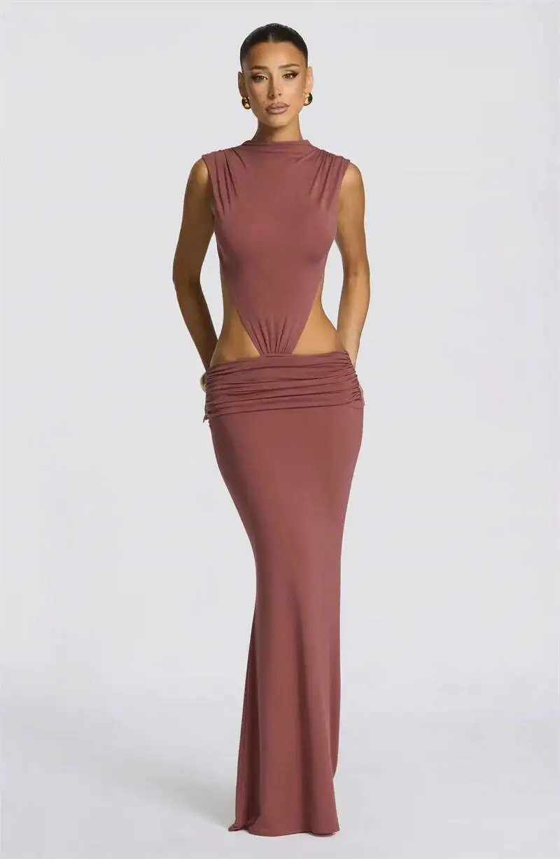 Victoria's Vogue Women Cutout Backless Sexy Maxi Dress Elegant High Neck Sleeveless Ruched Bodycon Club Party Beach Long Dress Fashion Victoria's Vogue Women Cutout Backless Sexy Maxi Dress Elegant High Neck Sleeveless Ruched Bodycon Club Party Beach Long Dress Fashion