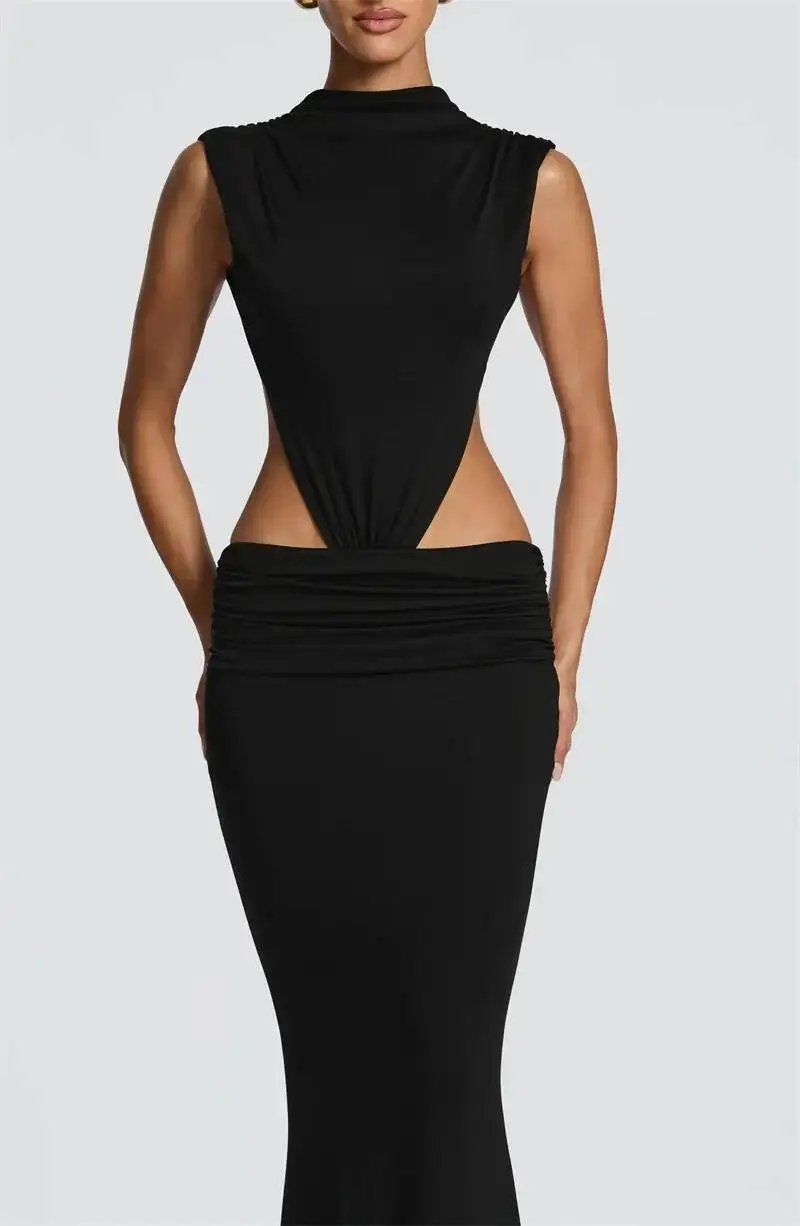 Victoria's Vogue Women Cutout Backless Sexy Maxi Dress Elegant High Neck Sleeveless Ruched Bodycon Club Party Beach Long Dress Fashion Victoria's Vogue Women Cutout Backless Sexy Maxi Dress Elegant High Neck Sleeveless Ruched Bodycon Club Party Beach Long Dress Fashion