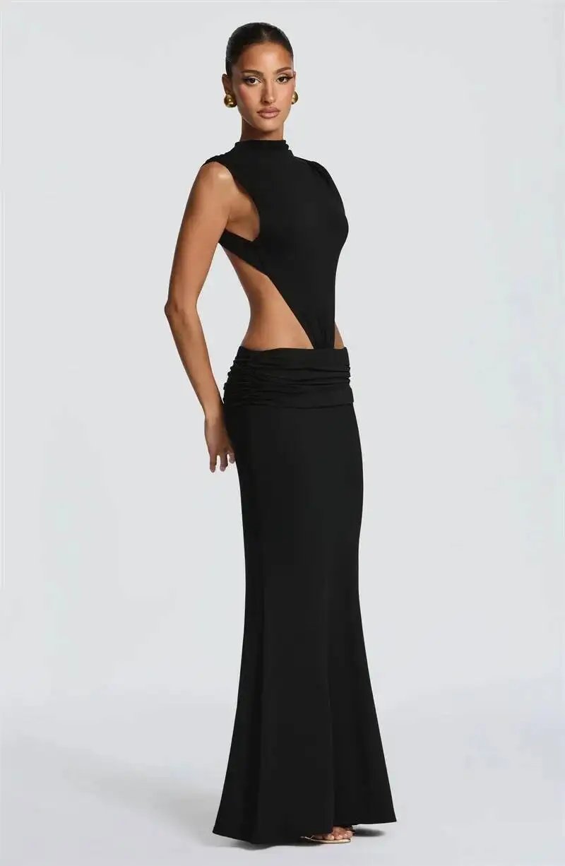 Victoria's Vogue Women Cutout Backless Sexy Maxi Dress Elegant High Neck Sleeveless Ruched Bodycon Club Party Beach Long Dress Fashion Victoria's Vogue Women Cutout Backless Sexy Maxi Dress Elegant High Neck Sleeveless Ruched Bodycon Club Party Beach Long Dress Fashion