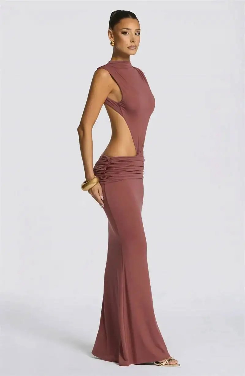 Victoria's Vogue Women Cutout Backless Sexy Maxi Dress Elegant High Neck Sleeveless Ruched Bodycon Club Party Beach Long Dress Fashion Victoria's Vogue Women Cutout Backless Sexy Maxi Dress Elegant High Neck Sleeveless Ruched Bodycon Club Party Beach Long Dress Fashion