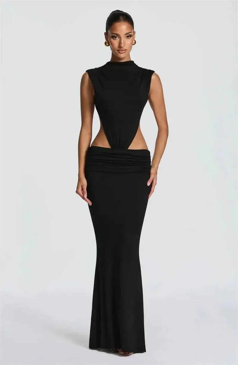 Victoria's Vogue Women Cutout Backless Sexy Maxi Dress Elegant High Neck Sleeveless Ruched Bodycon Club Party Beach Long Dress Fashion Victoria's Vogue Women Cutout Backless Sexy Maxi Dress Elegant High Neck Sleeveless Ruched Bodycon Club Party Beach Long Dress Fashion