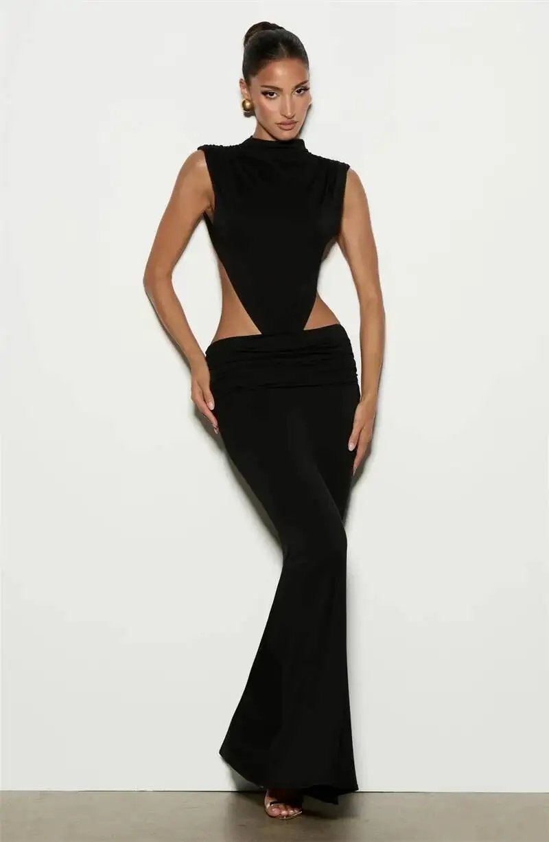 Victoria's Vogue Women Cutout Backless Sexy Maxi Dress Elegant High Neck Sleeveless Ruched Bodycon Club Party Beach Long Dress Fashion Victoria's Vogue Women Cutout Backless Sexy Maxi Dress Elegant High Neck Sleeveless Ruched Bodycon Club Party Beach Long Dress Fashion