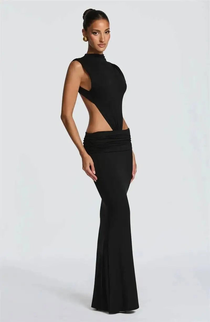 Victoria's Vogue Women Cutout Backless Sexy Maxi Dress Elegant High Neck Sleeveless Ruched Bodycon Club Party Beach Long Dress Fashion Victoria's Vogue Women Cutout Backless Sexy Maxi Dress Elegant High Neck Sleeveless Ruched Bodycon Club Party Beach Long Dress Fashion