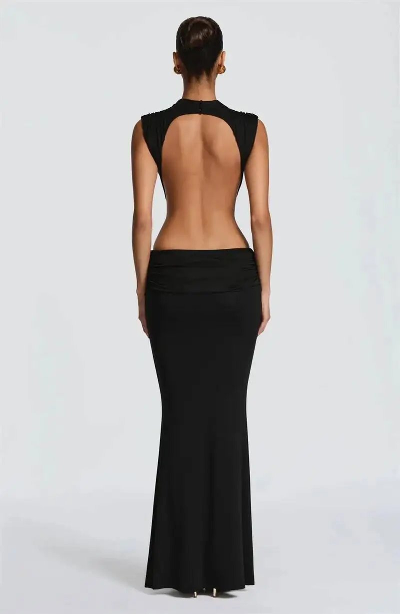 Victoria's Vogue Women Cutout Backless Sexy Maxi Dress Elegant High Neck Sleeveless Ruched Bodycon Club Party Beach Long Dress Fashion Victoria's Vogue Women Cutout Backless Sexy Maxi Dress Elegant High Neck Sleeveless Ruched Bodycon Club Party Beach Long Dress Fashion