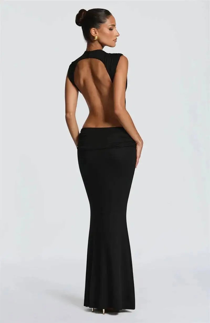 Victoria's Vogue Women Cutout Backless Sexy Maxi Dress Elegant High Neck Sleeveless Ruched Bodycon Club Party Beach Long Dress Fashion Victoria's Vogue Women Cutout Backless Sexy Maxi Dress Elegant High Neck Sleeveless Ruched Bodycon Club Party Beach Long Dress Fashion
