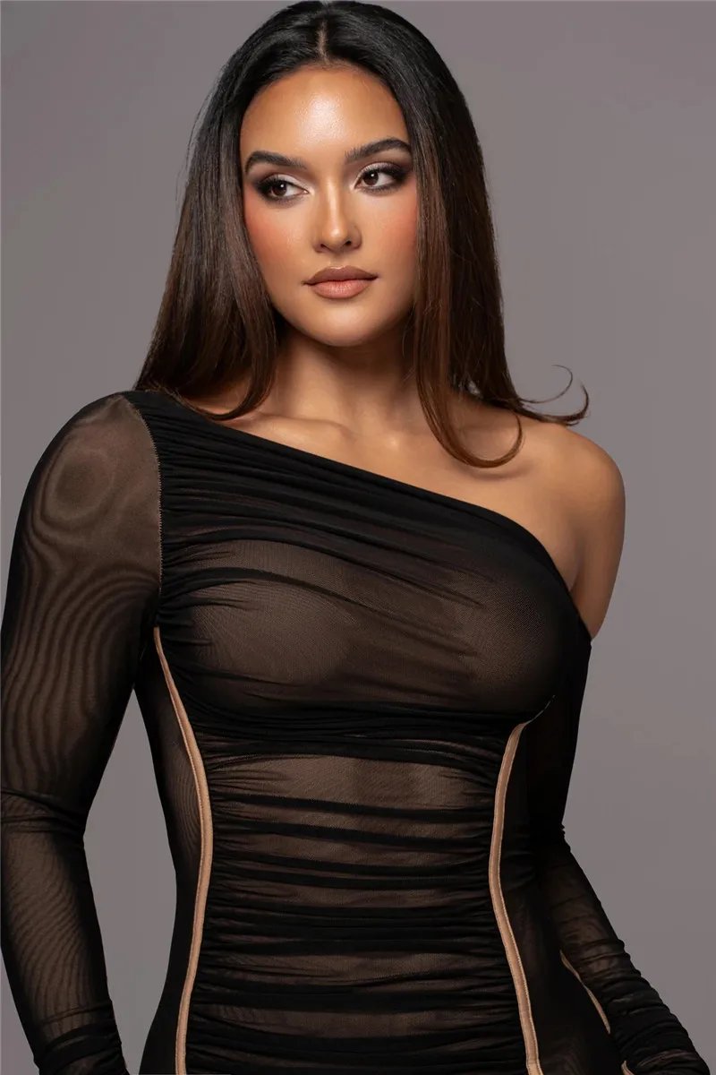 Victoria's Vogue Diagonal Collar Long Sleeve Midi Dress For Women Two Layer Mesh Backless Ruched Bodycon Club Party Sexy Long Dress Victoria's Vogue Diagonal Collar Long Sleeve Midi Dress For Women Two Layer Mesh Backless Ruched Bodycon Club Party Sexy Long Dress