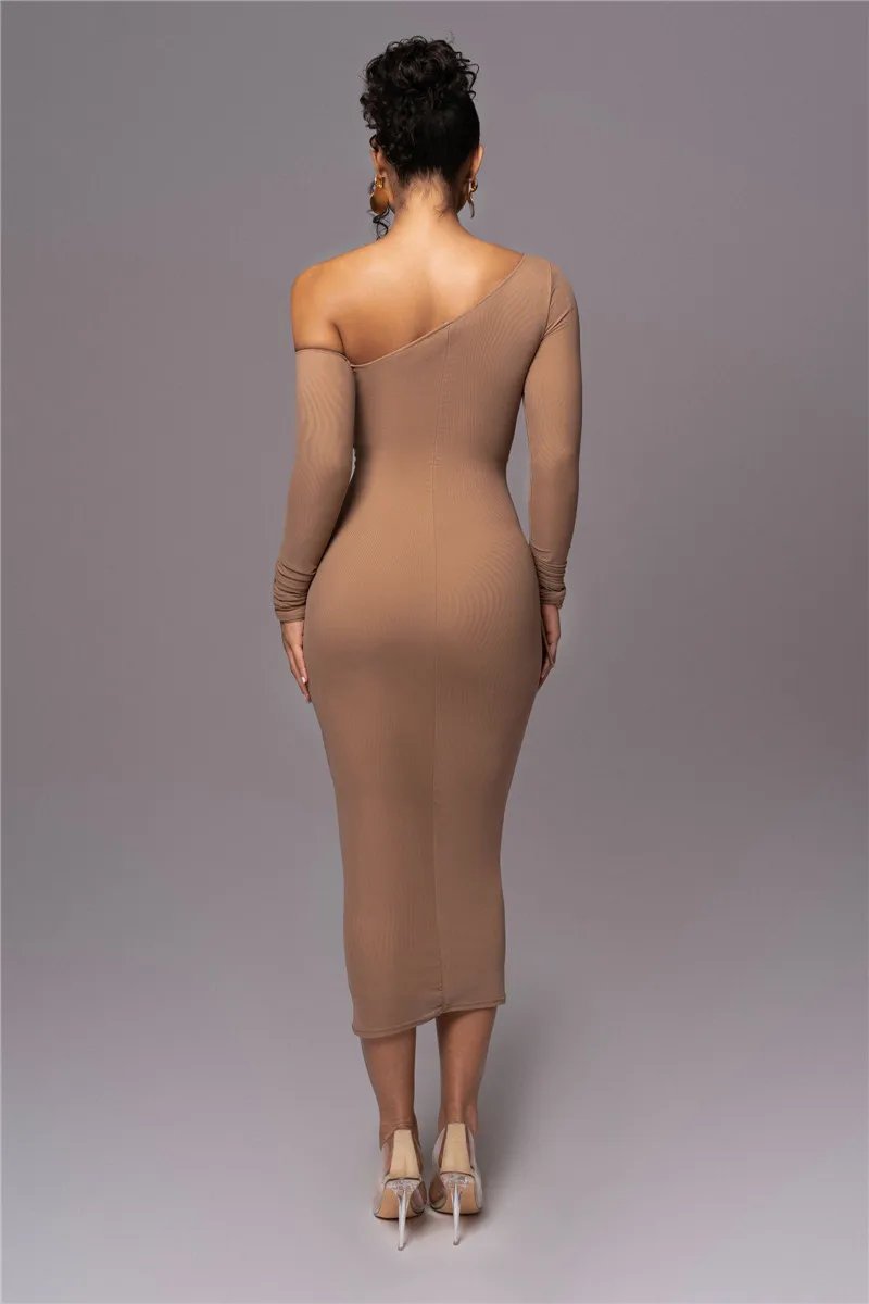 Victoria's Vogue Diagonal Collar Long Sleeve Midi Dress For Women Two Layer Mesh Backless Ruched Bodycon Club Party Sexy Long Dress Victoria's Vogue Diagonal Collar Long Sleeve Midi Dress For Women Two Layer Mesh Backless Ruched Bodycon Club Party Sexy Long Dress