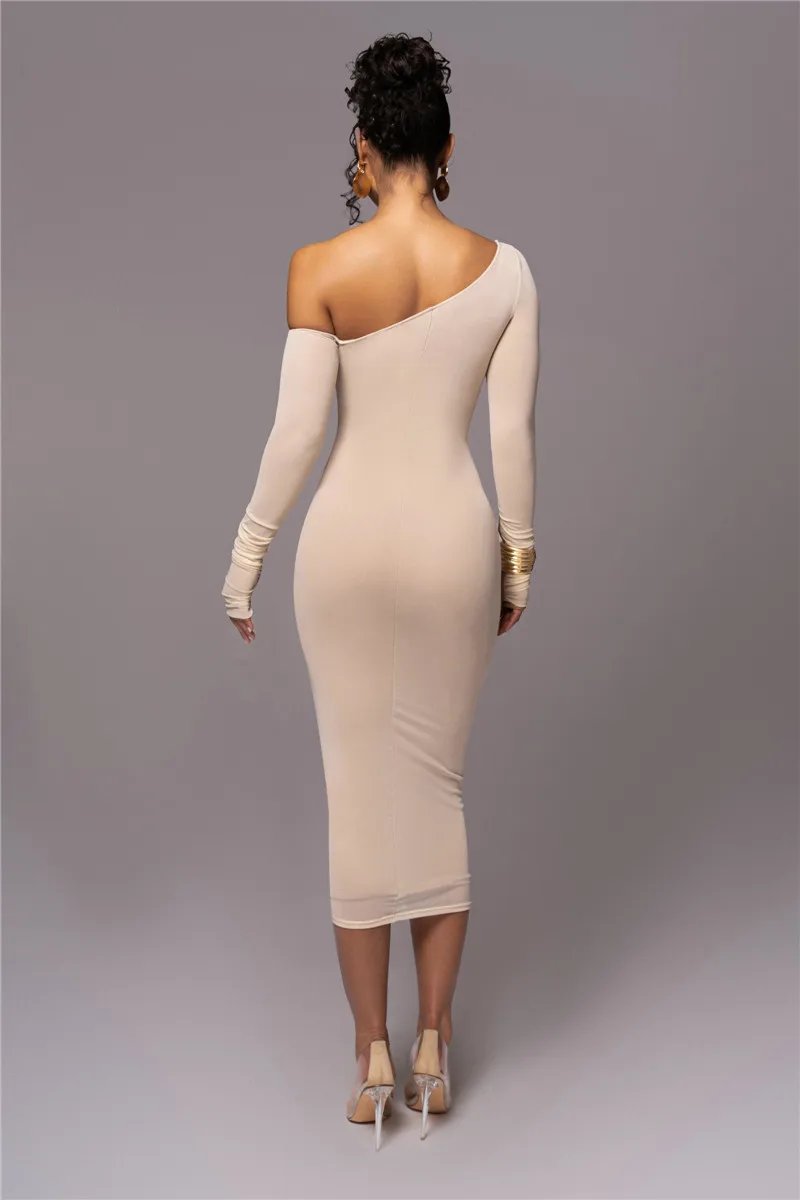 Victoria's Vogue Diagonal Collar Long Sleeve Midi Dress For Women Two Layer Mesh Backless Ruched Bodycon Club Party Sexy Long Dress Victoria's Vogue Diagonal Collar Long Sleeve Midi Dress For Women Two Layer Mesh Backless Ruched Bodycon Club Party Sexy Long Dress