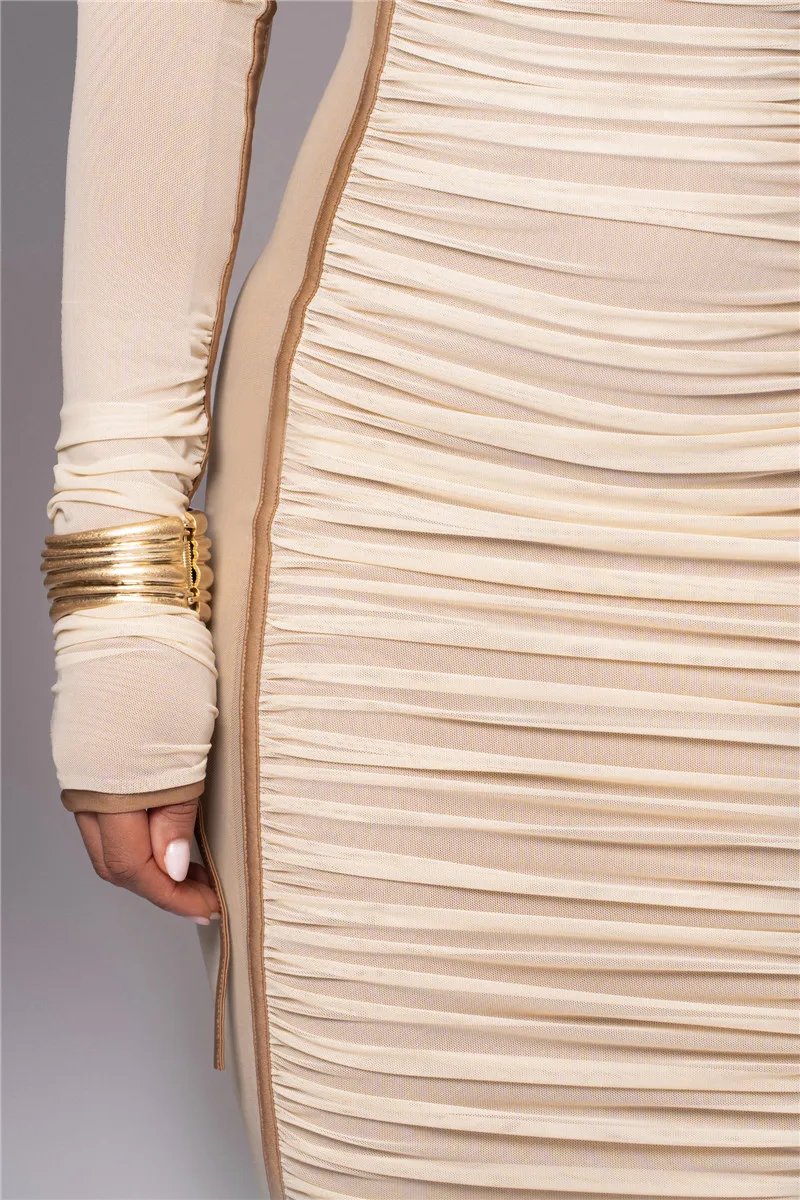 Victoria's Vogue Diagonal Collar Long Sleeve Midi Dress For Women Two Layer Mesh Backless Ruched Bodycon Club Party Sexy Long Dress Victoria's Vogue Diagonal Collar Long Sleeve Midi Dress For Women Two Layer Mesh Backless Ruched Bodycon Club Party Sexy Long Dress