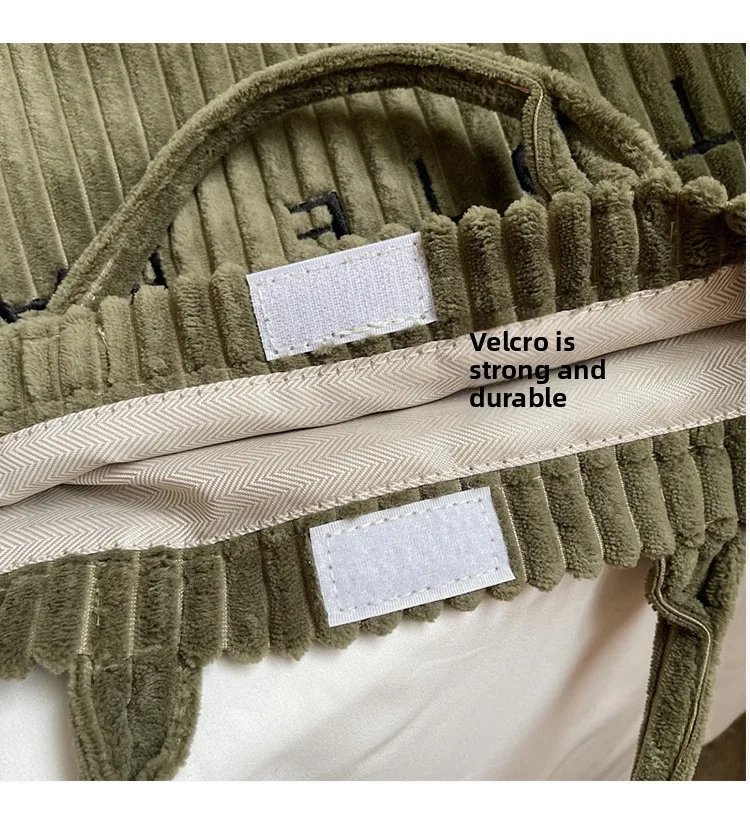 Victoria's Vogue Large Capacity Striped Velvet Handbag Shoulder Bag for Woman Handbags Crossbody Bags, Versatile Letter Corduroy Women's Tote Bag