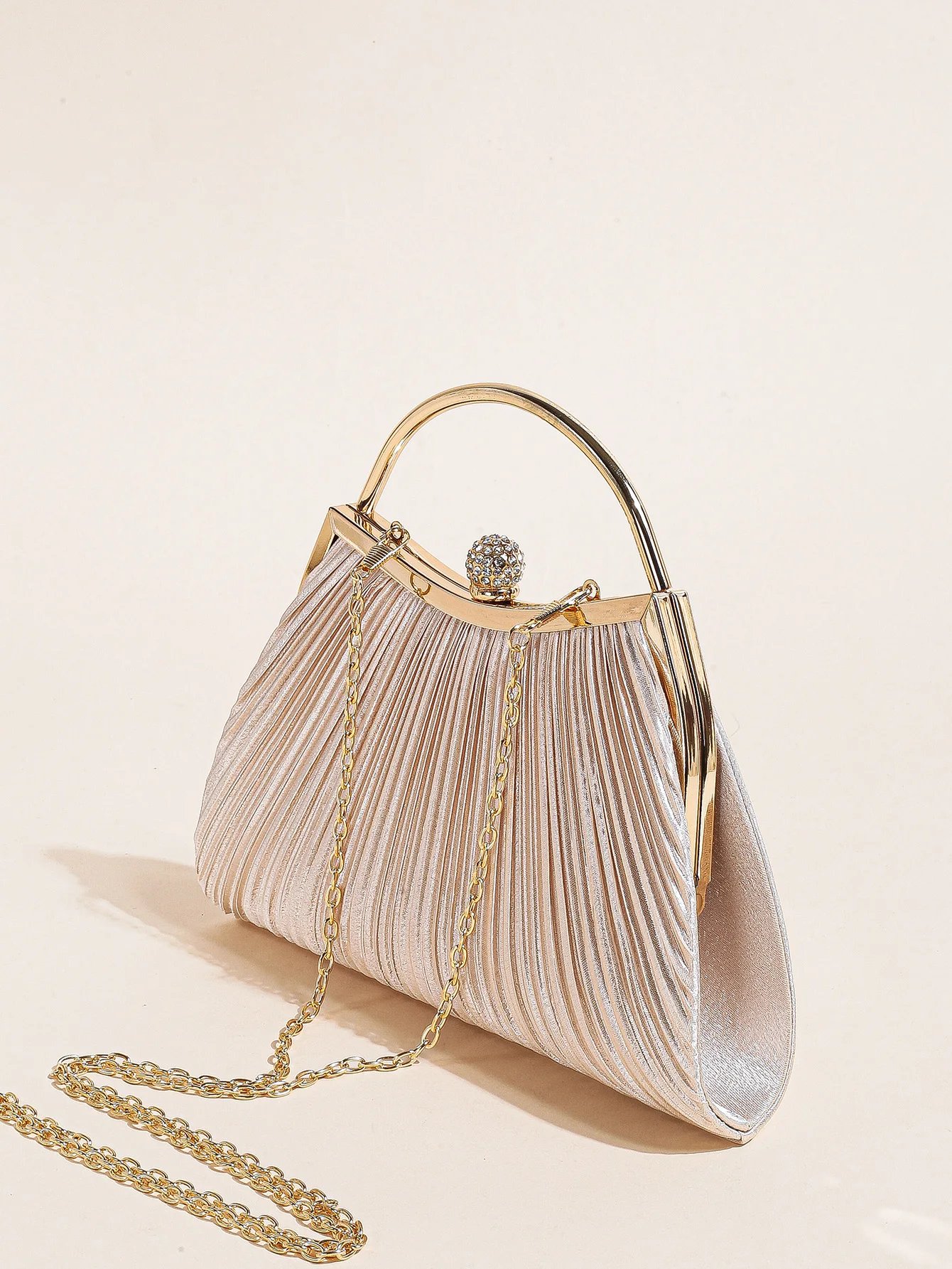 Victoria's Vogue 1 PC Ruched Evening Bag For Women, Top Ring Clutch Purse, Rhinestone Decor Handbags For Wedding Prom Dinner Victoria's Vogue 1 PC Ruched Evening Bag For Women, Top Ring Clutch Purse, Rhinestone Decor Handbags For Wedding Prom Dinner