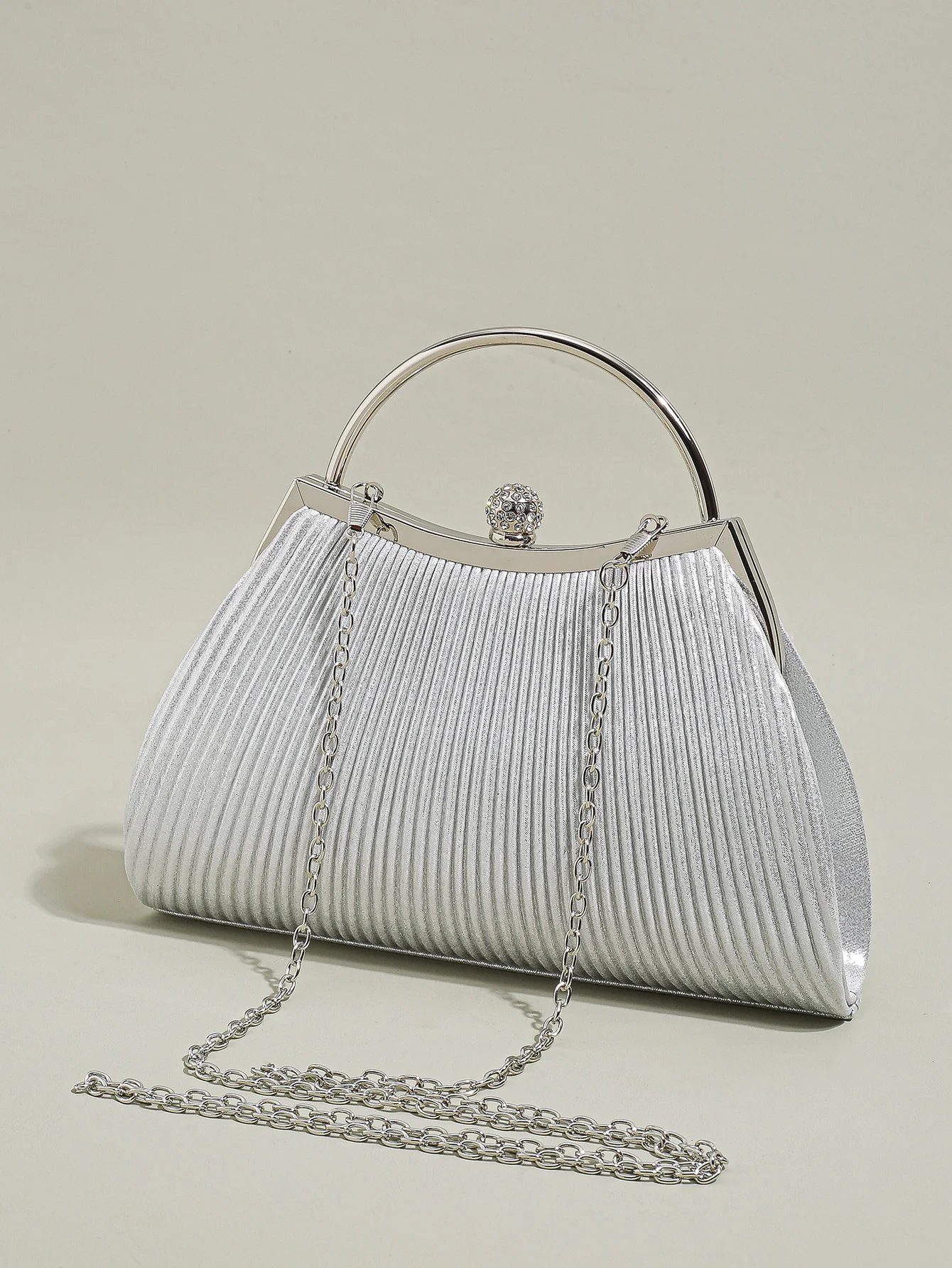 Victoria's Vogue 1 PC Ruched Evening Bag For Women, Top Ring Clutch Purse, Rhinestone Decor Handbags For Wedding Prom Dinner Victoria's Vogue 1 PC Ruched Evening Bag For Women, Top Ring Clutch Purse, Rhinestone Decor Handbags For Wedding Prom Dinner