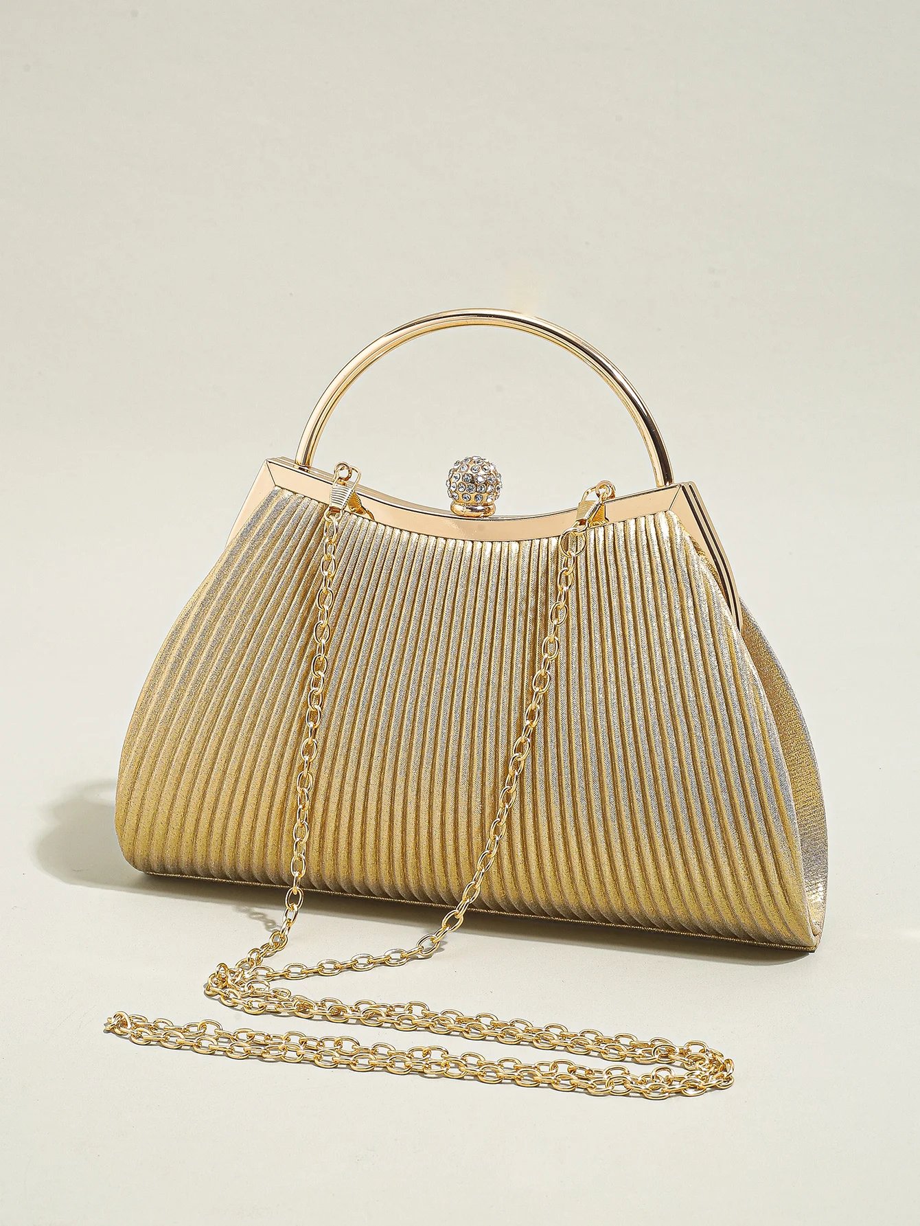 Victoria's Vogue 1 PC Ruched Evening Bag For Women, Top Ring Clutch Purse, Rhinestone Decor Handbags For Wedding Prom Dinner Victoria's Vogue 1 PC Ruched Evening Bag For Women, Top Ring Clutch Purse, Rhinestone Decor Handbags For Wedding Prom Dinner