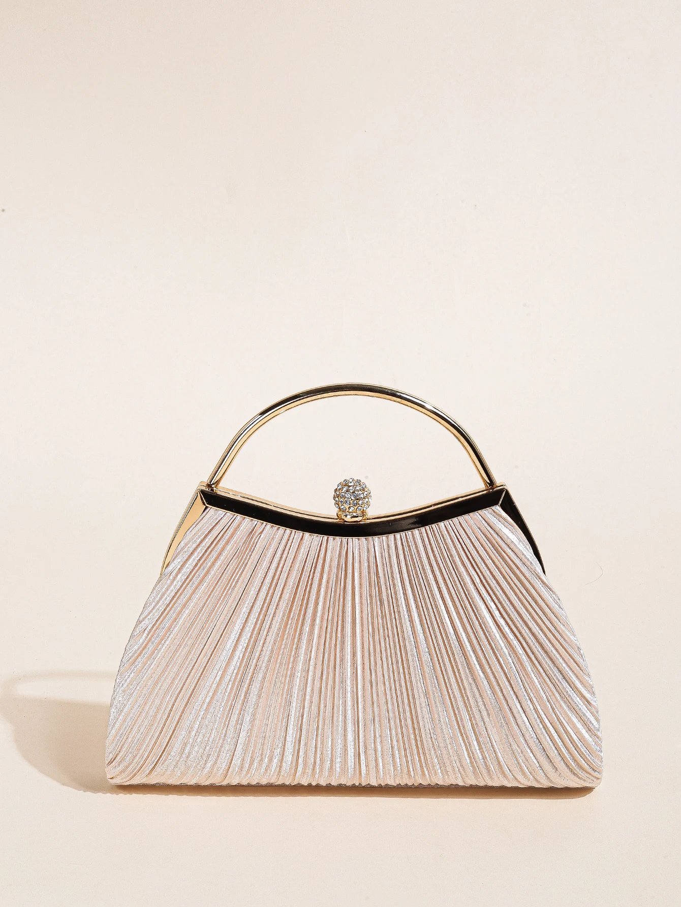 Victoria's Vogue 1 PC Ruched Evening Bag For Women, Top Ring Clutch Purse, Rhinestone Decor Handbags For Wedding Prom Dinner Victoria's Vogue 1 PC Ruched Evening Bag For Women, Top Ring Clutch Purse, Rhinestone Decor Handbags For Wedding Prom Dinner