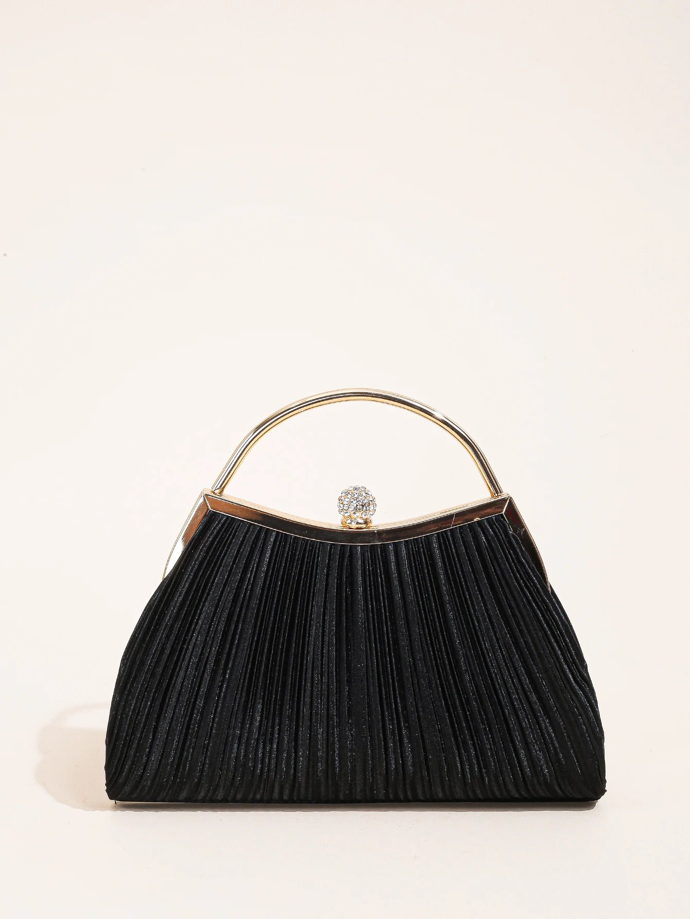 Victoria's Vogue 1 PC Ruched Evening Bag For Women, Top Ring Clutch Purse, Rhinestone Decor Handbags For Wedding Prom Dinner Victoria's Vogue 1 PC Ruched Evening Bag For Women, Top Ring Clutch Purse, Rhinestone Decor Handbags For Wedding Prom Dinner