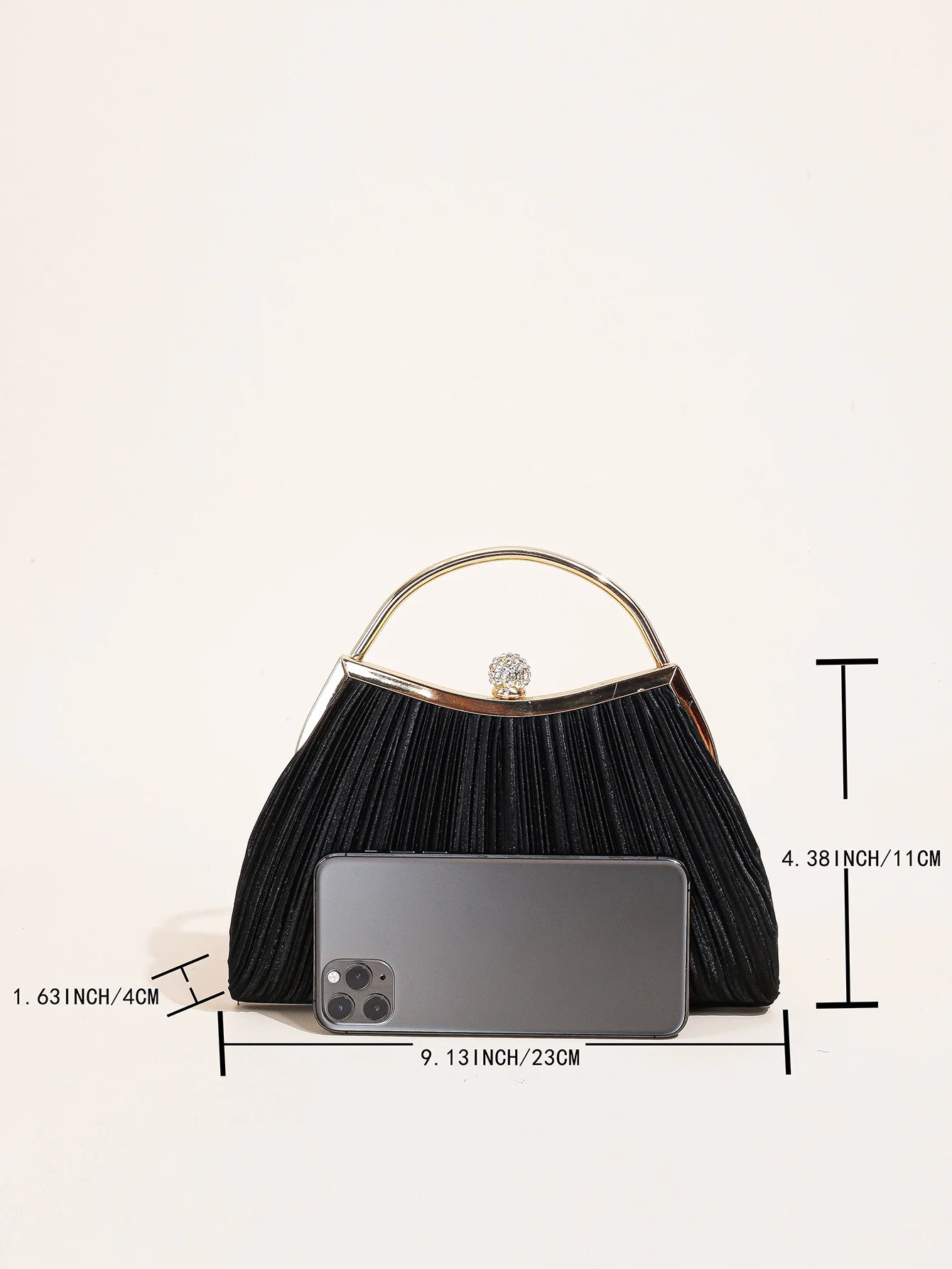 Victoria's Vogue 1 PC Ruched Evening Bag For Women, Top Ring Clutch Purse, Rhinestone Decor Handbags For Wedding Prom Dinner Victoria's Vogue 1 PC Ruched Evening Bag For Women, Top Ring Clutch Purse, Rhinestone Decor Handbags For Wedding Prom Dinner
