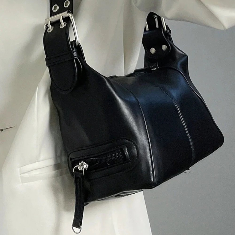 Victoria's Vogue Y2K Style Shoulder Bag For Women Trendy Motorcycle Handbag Minimalist Shoulder Purse For Girls Street Wear Handbags Victoria's Vogue Y2K Style Shoulder Bag For Women Trendy Motorcycle Handbag Minimalist Shoulder Purse For Girls Street Wear Handbags