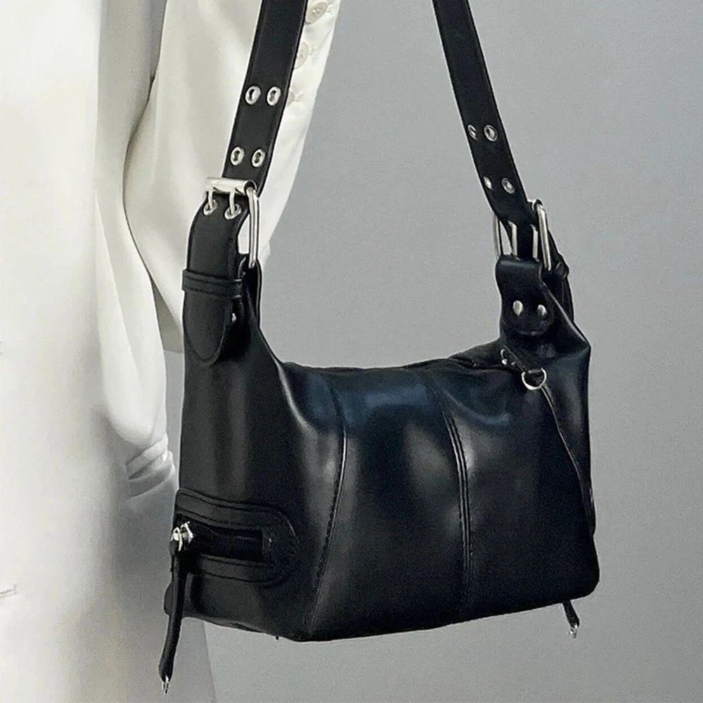 Victoria's Vogue Y2K Style Shoulder Bag For Women Trendy Motorcycle Handbag Minimalist Shoulder Purse For Girls Street Wear Handbags Victoria's Vogue Y2K Style Shoulder Bag For Women Trendy Motorcycle Handbag Minimalist Shoulder Purse For Girls Street Wear Handbags