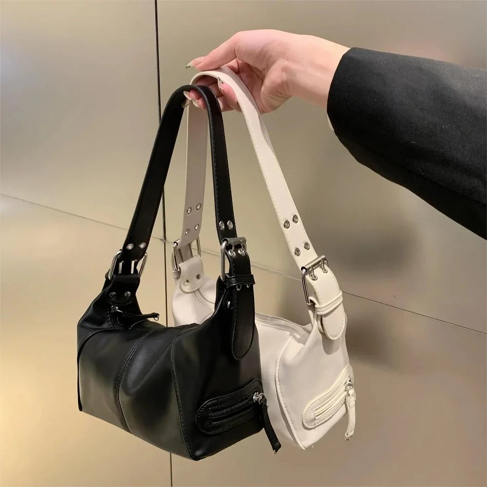 Victoria's Vogue Y2K Style Shoulder Bag For Women Trendy Motorcycle Handbag Minimalist Shoulder Purse For Girls Street Wear Handbags Victoria's Vogue Y2K Style Shoulder Bag For Women Trendy Motorcycle Handbag Minimalist Shoulder Purse For Girls Street Wear Handbags
