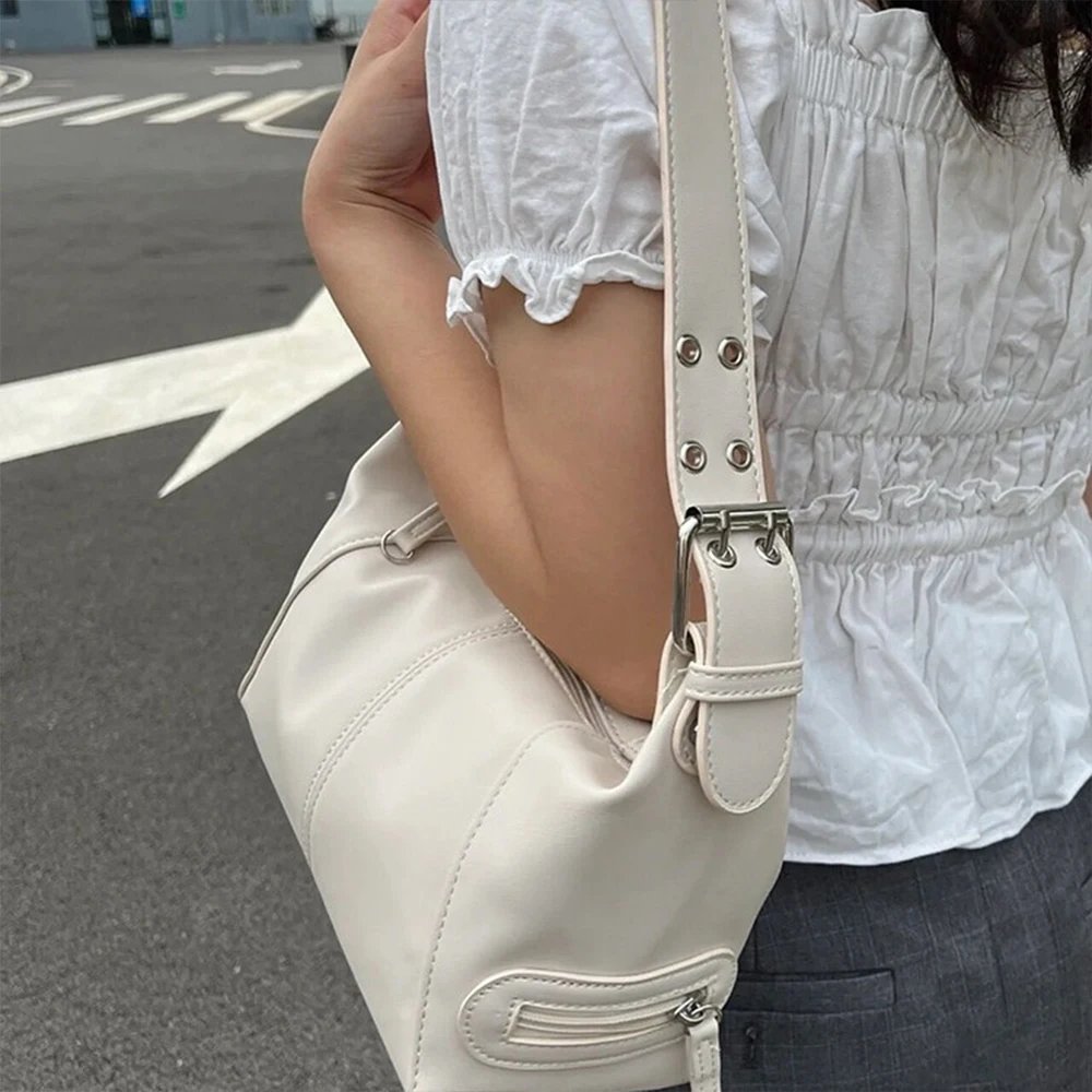 Victoria's Vogue Y2K Style Shoulder Bag For Women Trendy Motorcycle Handbag Minimalist Shoulder Purse For Girls Street Wear Handbags Victoria's Vogue Y2K Style Shoulder Bag For Women Trendy Motorcycle Handbag Minimalist Shoulder Purse For Girls Street Wear Handbags
