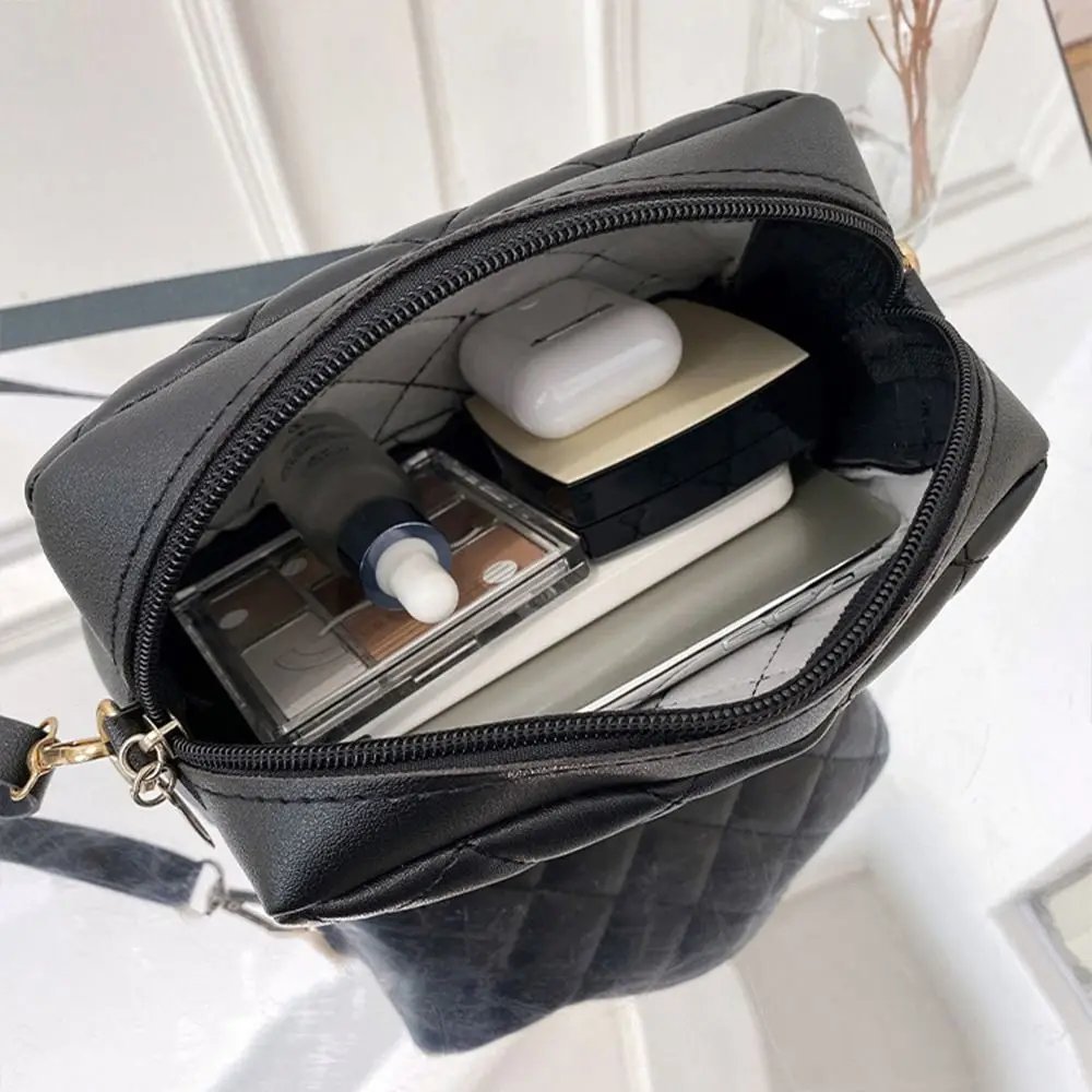 Victoria's Vogue Black Lingge Embroidery Handbags PU Leather Luxury Women Messenger Bag Small Shoulder Bag Crossbody Bag Fashion Storage Pouch