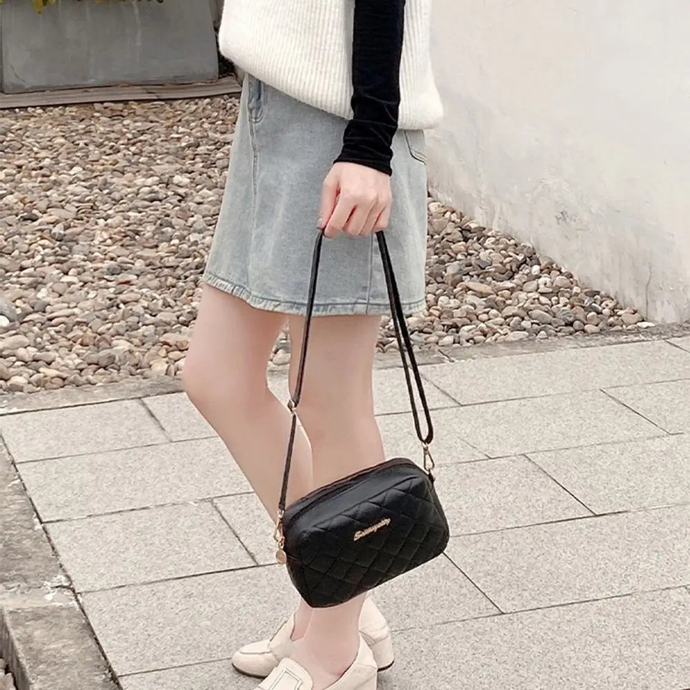 Victoria's Vogue Black Lingge Embroidery Handbags PU Leather Luxury Women Messenger Bag Small Shoulder Bag Crossbody Bag Fashion Storage Pouch