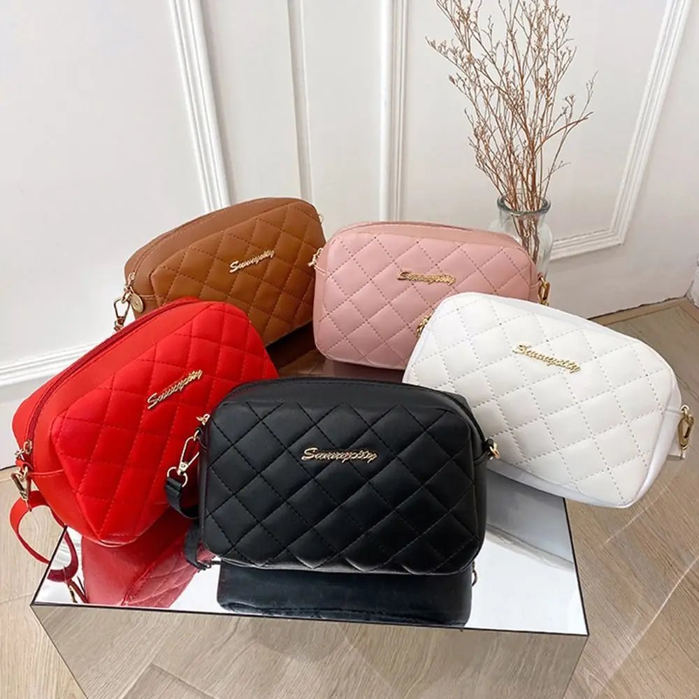 Victoria's Vogue Black Lingge Embroidery Handbags PU Leather Luxury Women Messenger Bag Small Shoulder Bag Crossbody Bag Fashion Storage Pouch