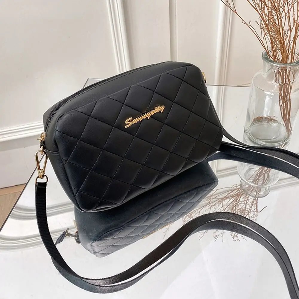 Victoria's Vogue Black Lingge Embroidery Handbags PU Leather Luxury Women Messenger Bag Small Shoulder Bag Crossbody Bag Fashion Storage Pouch
