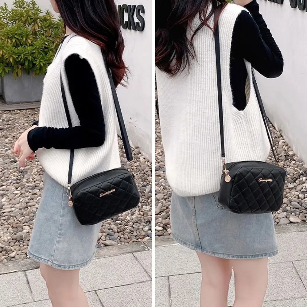 Victoria's Vogue Black Lingge Embroidery Handbags PU Leather Luxury Women Messenger Bag Small Shoulder Bag Crossbody Bag Fashion Storage Pouch
