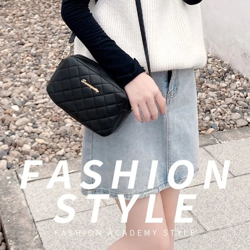 Victoria's Vogue Black Lingge Embroidery Handbags PU Leather Luxury Women Messenger Bag Small Shoulder Bag Crossbody Bag Fashion Storage Pouch