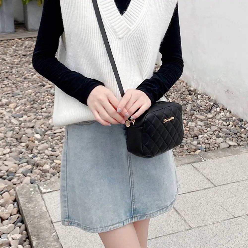 Victoria's Vogue Black Lingge Embroidery Handbags PU Leather Luxury Women Messenger Bag Small Shoulder Bag Crossbody Bag Fashion Storage Pouch