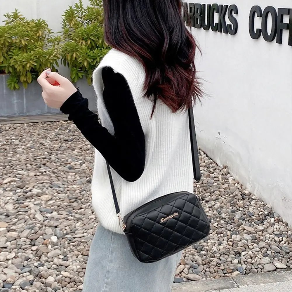 Victoria's Vogue Black Lingge Embroidery Handbags PU Leather Luxury Women Messenger Bag Small Shoulder Bag Crossbody Bag Fashion Storage Pouch