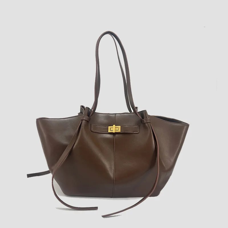 Victoria's Vogue Fashion Large Capacity Trapeze Bag Designer Chic Lock Women Shoulder Bags Luxury Pu Leather Handbags Trend Underarm Bag 2025