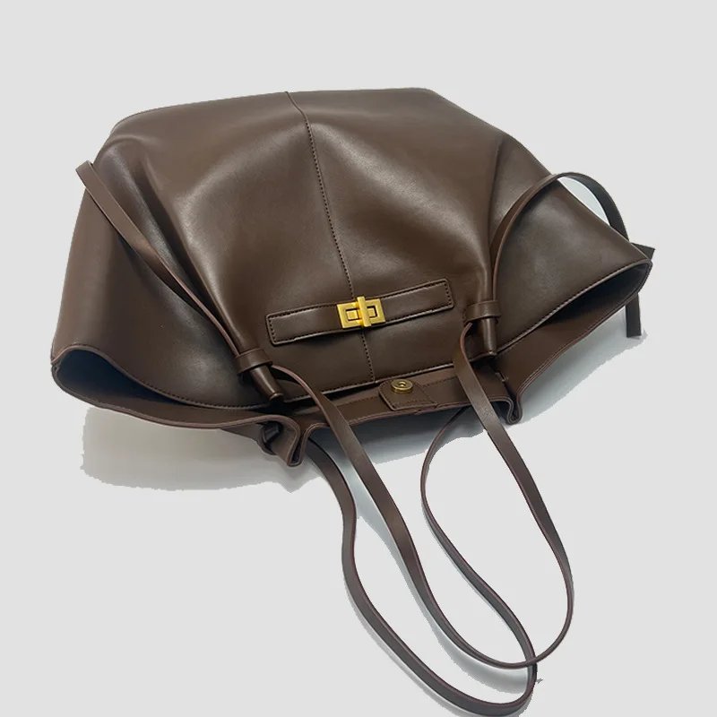 Victoria's Vogue Fashion Large Capacity Trapeze Bag Designer Chic Lock Women Shoulder Bags Luxury Pu Leather Handbags Trend Underarm Bag 2025