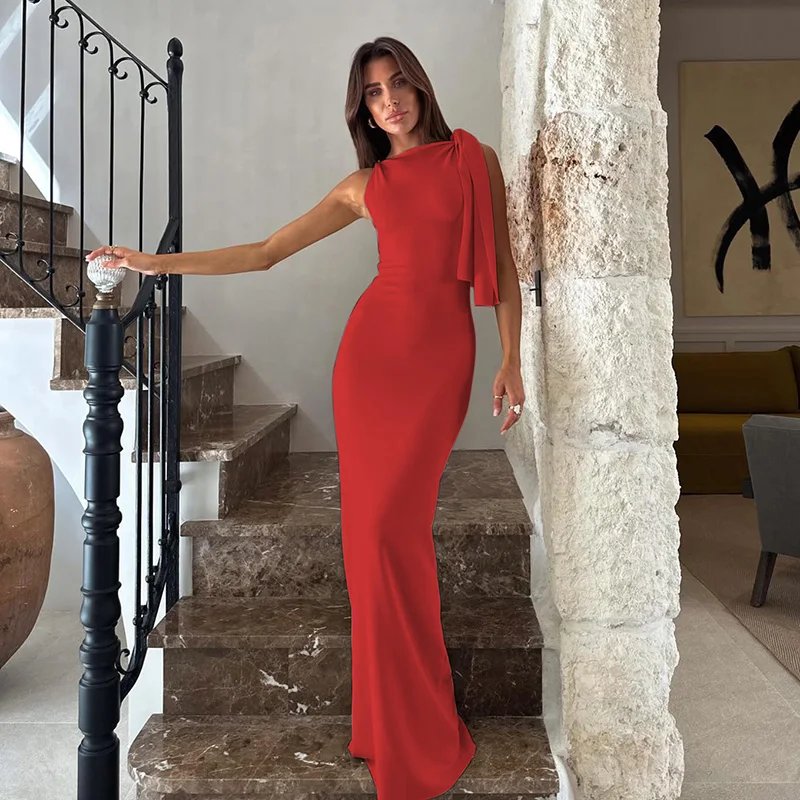 Victorias Vogue  Fashion Solid O Neck Sleeveless Patchwork Sexy Bodycon Maxi Prom Dress Summer Women Clothes Party Festival Club Y2K