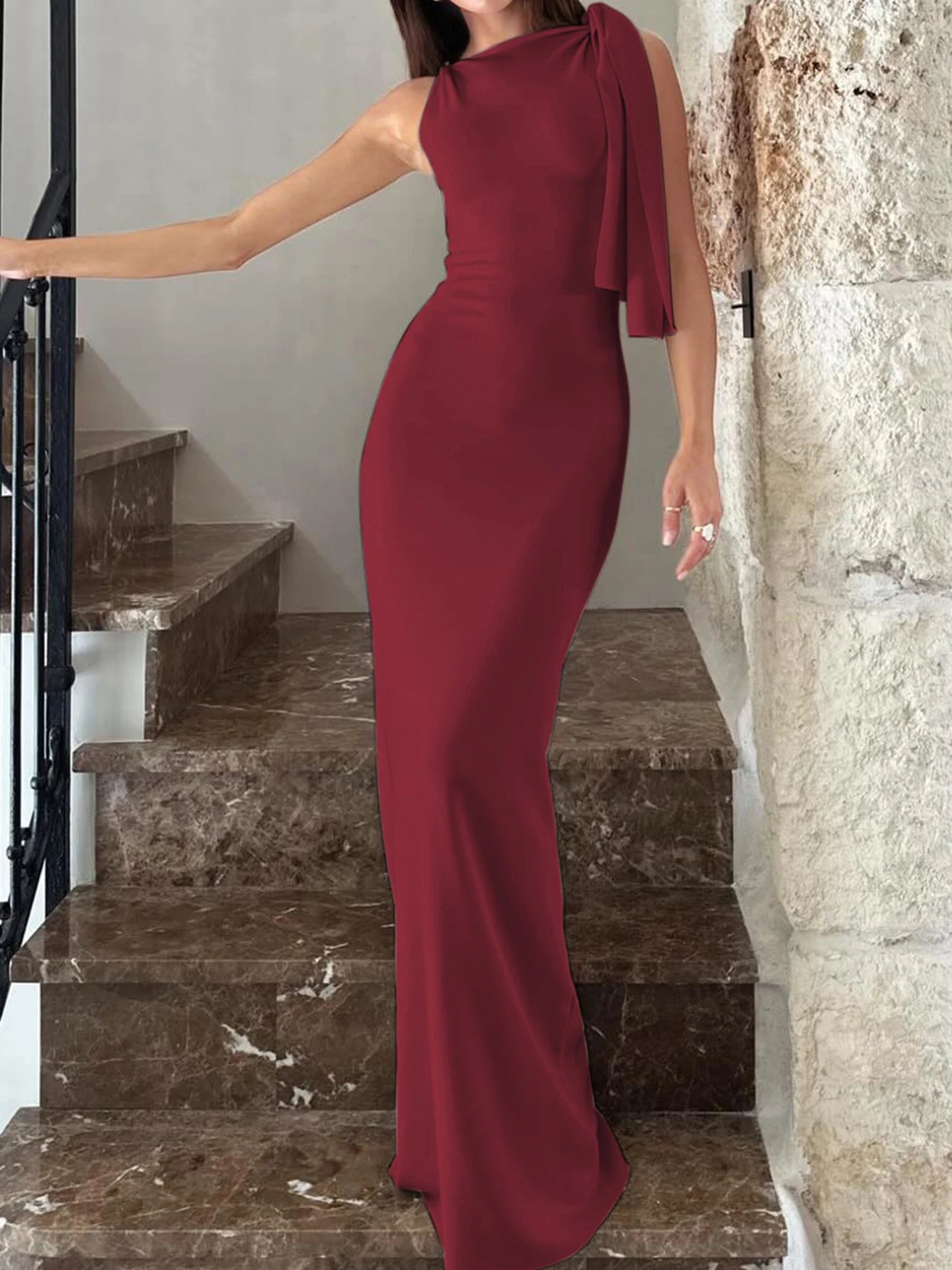 Victorias Vogue  Fashion Solid O Neck Sleeveless Patchwork Sexy Bodycon Maxi Prom Dress Summer Women Clothes Party Festival Club Y2K