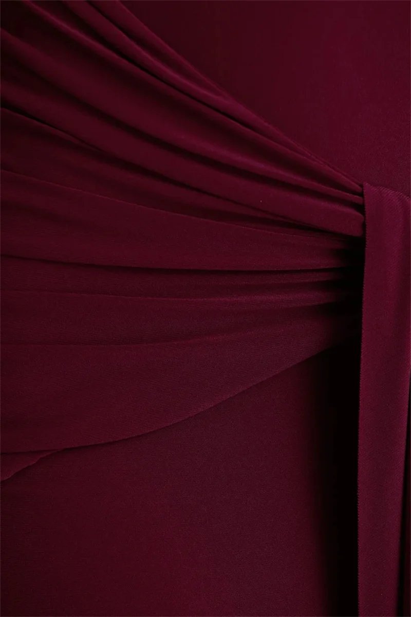 Victorias Vogue High Neck Long Sleeve Mermaid Maxi Dress Women Slim Ruched Waist Bodycon Floor Length Evening Party Formal Dress