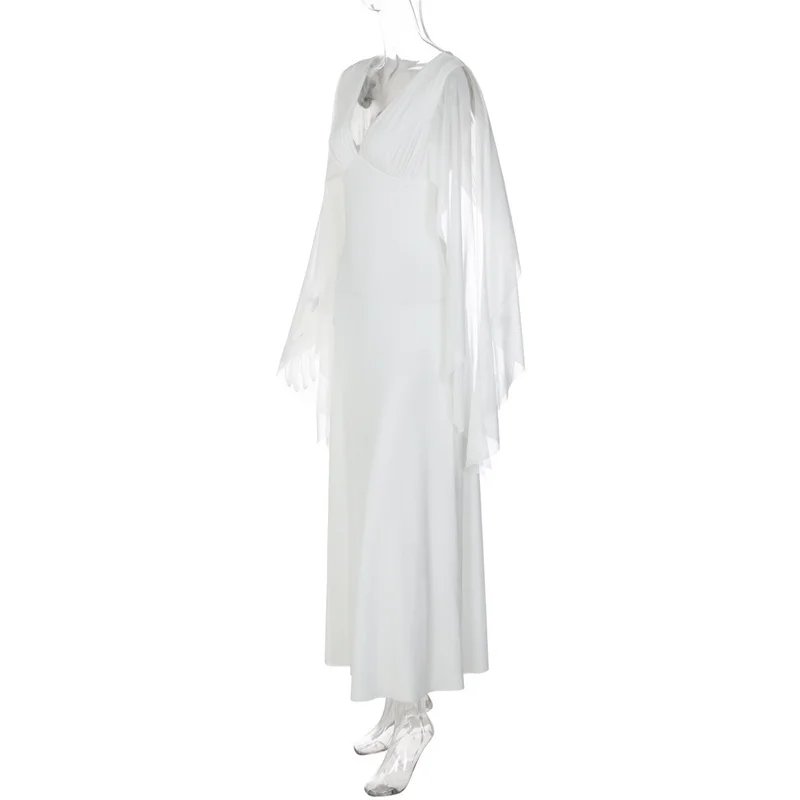 Victorias Vogue Women Deep V Neck Flutter Sleeve Maxi Dress Cape Sleeve Mermaid Evening Elegant Wedding Guest Long Party Dress Vestidos Victorias Vogue Women Deep V Neck Flutter Sleeve Maxi Dress Cape Sleeve Mermaid Evening Elegant Wedding Guest Long Party Dress Vestidos