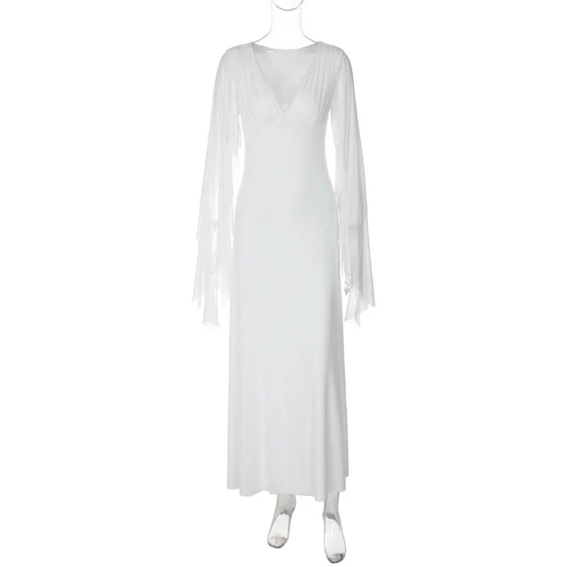 Victorias Vogue Women Deep V Neck Flutter Sleeve Maxi Dress Cape Sleeve Mermaid Evening Elegant Wedding Guest Long Party Dress Vestidos Victorias Vogue Women Deep V Neck Flutter Sleeve Maxi Dress Cape Sleeve Mermaid Evening Elegant Wedding Guest Long Party Dress Vestidos