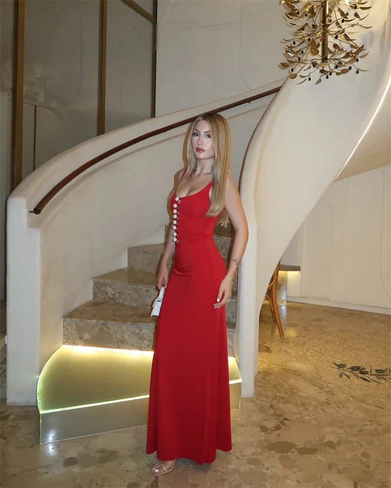 Victorias Vogue Women Sexy Maxi Dress Sleeveless Spaghetti Strap Pearl Button Decor Bodycon Dress Backless Elegant Evening Party Dress Victorias Vogue Women Sexy Maxi Dress Sleeveless Spaghetti Strap Pearl Button Decor Bodycon Dress Backless Elegant Evening Party Dress