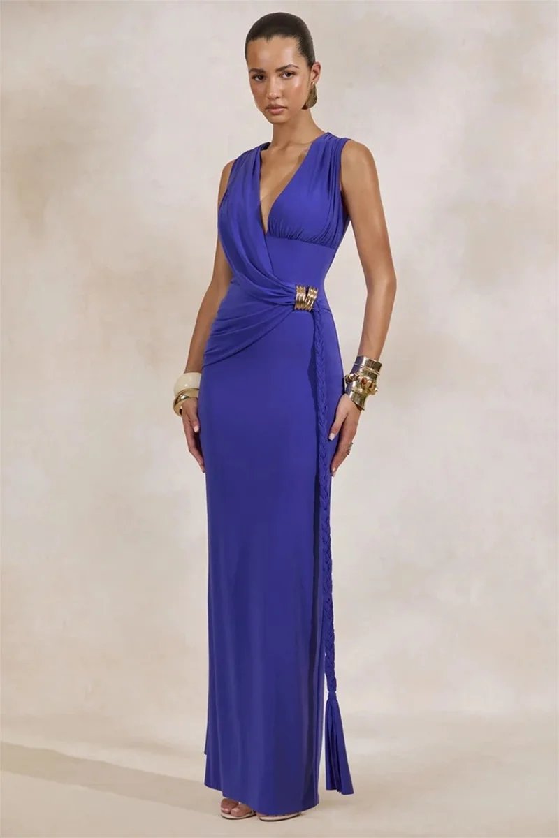 Victorias Vogue Women Deep V Neck Sleeveless Sexy Maxi Dress Wrap Ruched Bodycon Long Dress Elegant Evening Club Party Formal Gown Victorias Vogue Women Deep V Neck Sleeveless Sexy Maxi Dress Wrap Ruched Bodycon Long Dress Elegant Evening Club Party Formal Gown