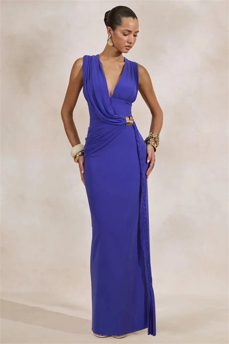 Victorias Vogue Women Deep V Neck Sleeveless Sexy Maxi Dress Wrap Ruched Bodycon Long Dress Elegant Evening Club Party Formal Gown Victorias Vogue Women Deep V Neck Sleeveless Sexy Maxi Dress Wrap Ruched Bodycon Long Dress Elegant Evening Club Party Formal Gown