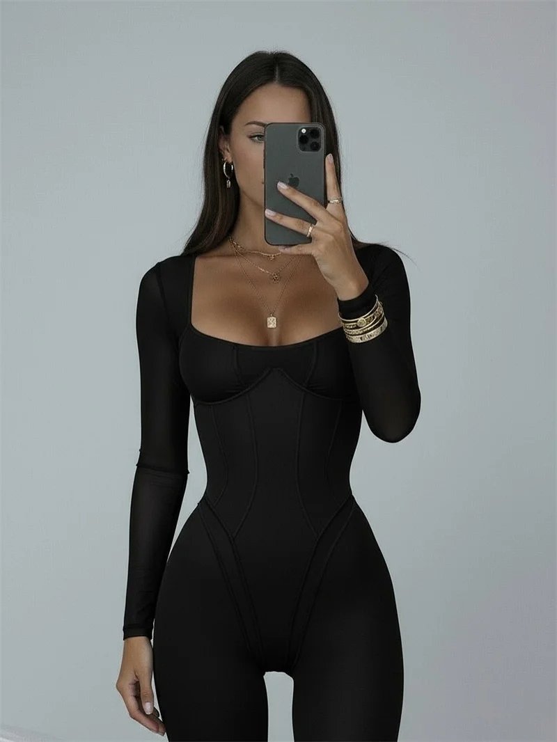 Victorias Vogue Backless Long Sleeve Sexy Jumpsuit Women Overalls Elegant Square Collar Striped Skinny Sporty Fitness Jumpsuits Ladies Victorias Vogue Backless Long Sleeve Sexy Jumpsuit Women Overalls Elegant Square Collar Striped Skinny Sporty Fitness Jumpsuits Ladies