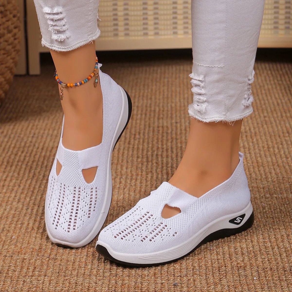 Victoria's Vogue Women's Sneakers Breathable Casual Shoes Summer Soft Sole Orthopedic Shoes Lightweight Slip on Walking Shoe Non Slip Flat Shoes